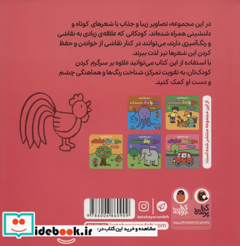 شعر و رنگ آمیزی دنیا با رنگ قشنگه نشر کتاب پرنده قطع خشتی بزرگ