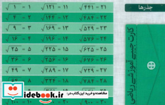 فلش کارت جیبی جذرها و توان های مهم و کاربردی گلاسه شمیز جیبی کتاب نارنجی